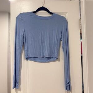 Blue Long Sleeve Crop Top